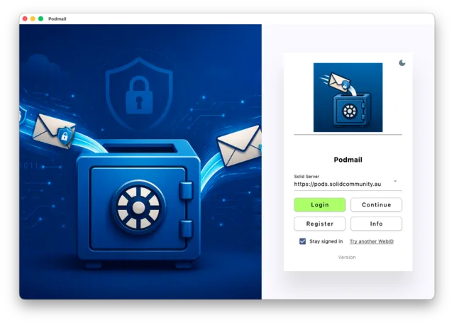 Podmail macOS login screen